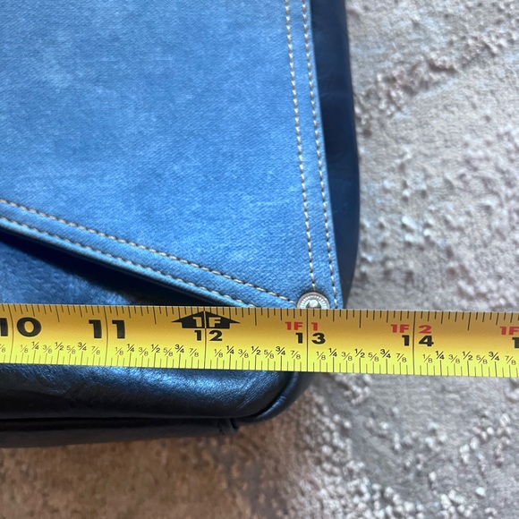 ESPE Vegan Leather Shoulder/ Messenger  Purse Tote Bag Blue And Denim - Picture 11 of 12